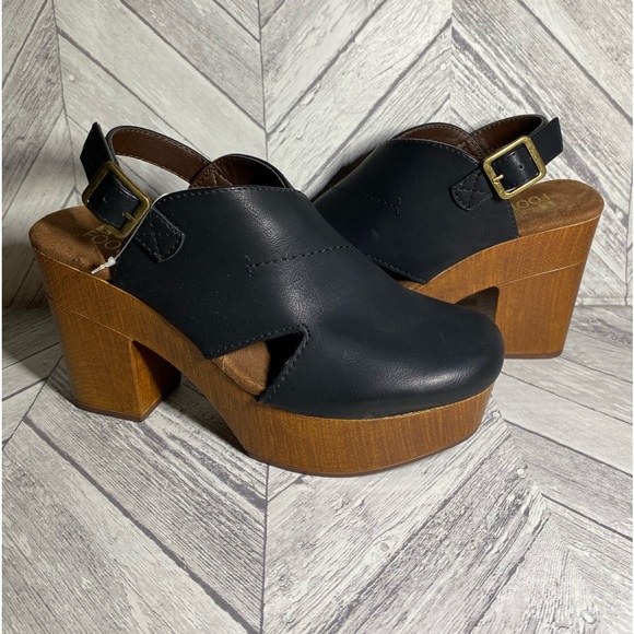 White Mountain Shoes - NEW FOOTBEDS WHITE MOUNTAINS BLACK & BROWN ADJUSTABLE STRAP CLOG BLOCK HEEL SZ 7